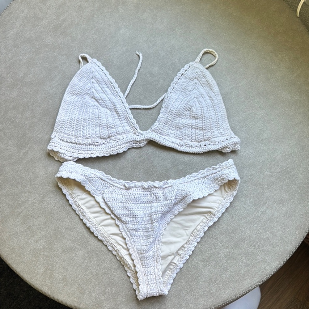 White Crochet Bikini Set
